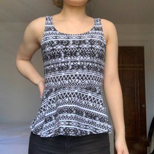 Express Black & White Aztec Pattern Tank Top